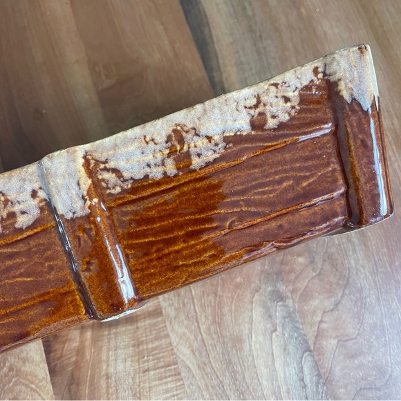 Vintage Large Rare 12" Brush McCoy Two Tone Brown Drip Square Planter J3-12 - Picture 4 of 9